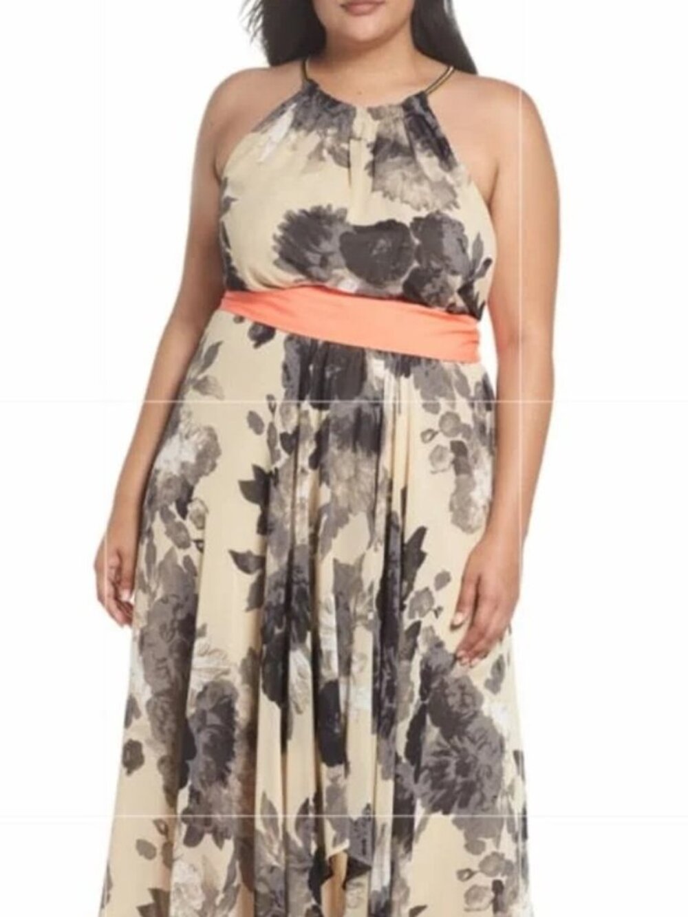 Lovely ElizaJ Hi-Low hem black floral dream dress